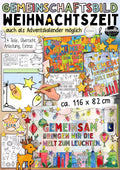 Gemeinschaftsbild Weihnachten XXL Poster – kooperatives Adventsbild von Doodleteacher