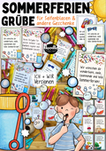 Feriengruß-Kärtchen für Seifenblasen und andere Sommergeschenke – von Doodleteacher