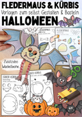 Fledermaus & Kürbis basteln zu Halloween – Vorlagen von Doodleteacher
