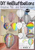 Heißluftballon mit Muster – Mal- & Bastelvorlage mit Pop-Art von Doodleteacher