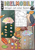 Igel-Mobile basteln im Herbst – Herbstzeit Bastelvorlage von Doodleteacher