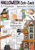 Zickzack-Kippbilder zu Halloween basteln – Vorlagen von Doodleteacher