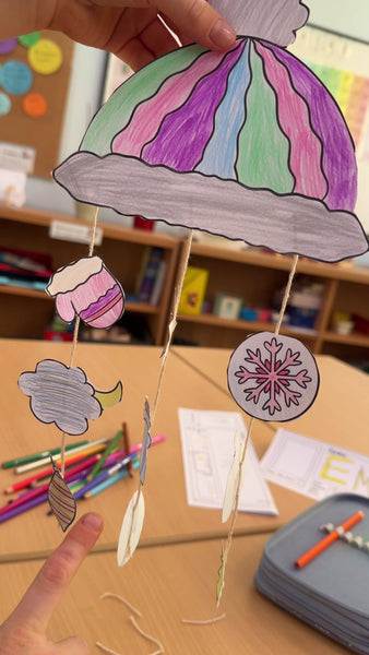 Video: Bastelidee Winter Mobile - Mütze / Vorlage für Kinder – Doodleteacher